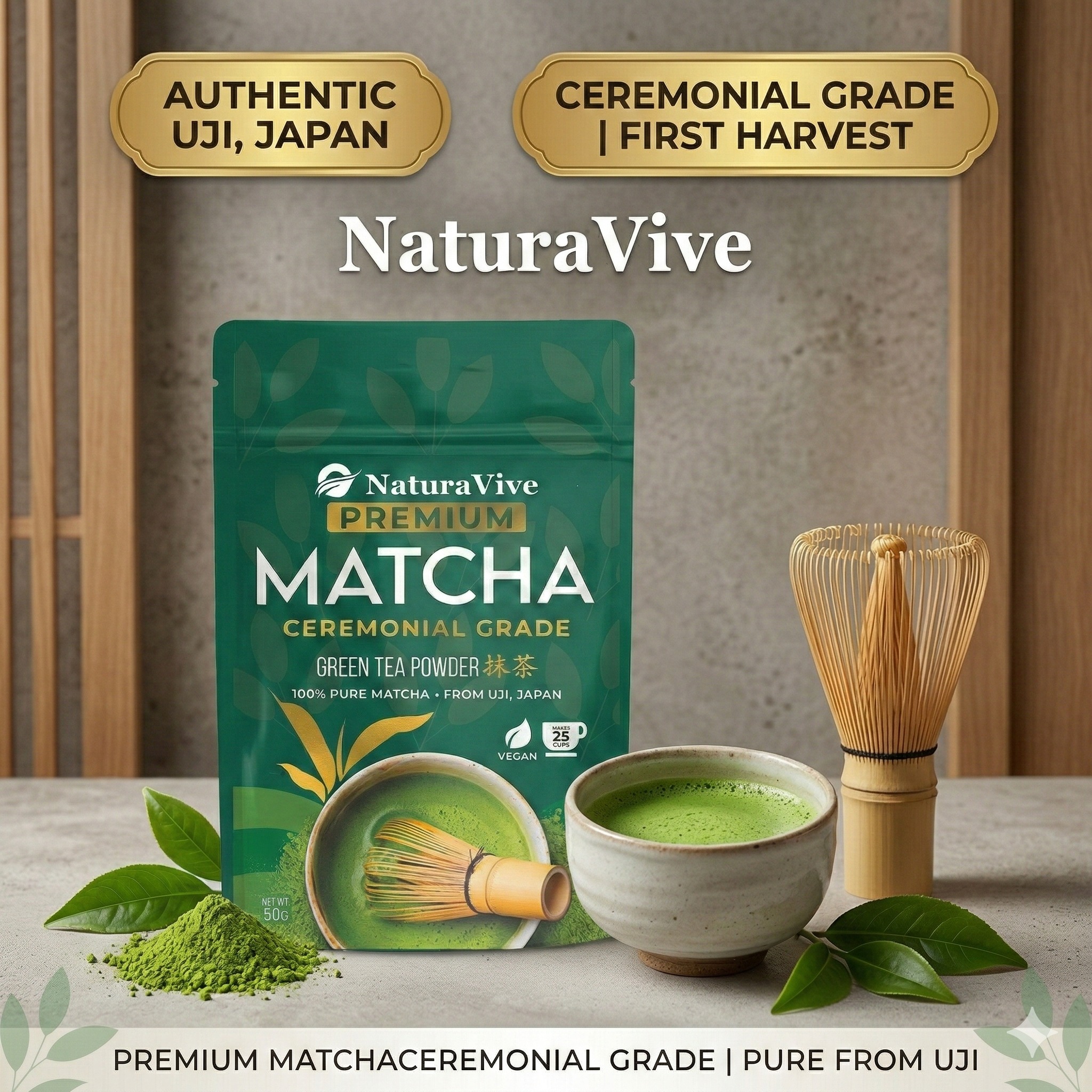 NaturaVive Premium Matcha Ceremonial Grade